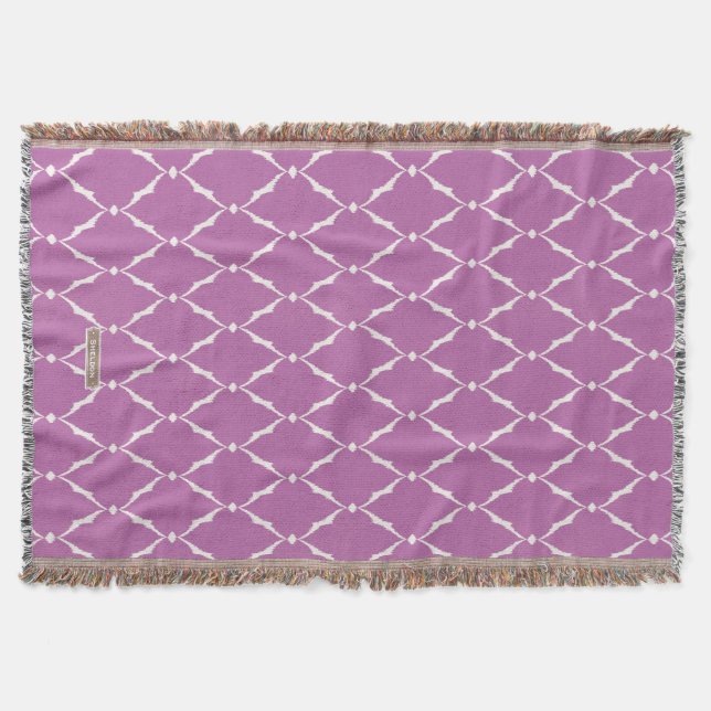 Modern chic textured purple ikat chevron pattern throw blanket (Front)