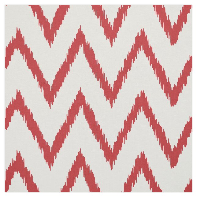 Modern chic textured red ikat chevron pattern fabric (Swatch)