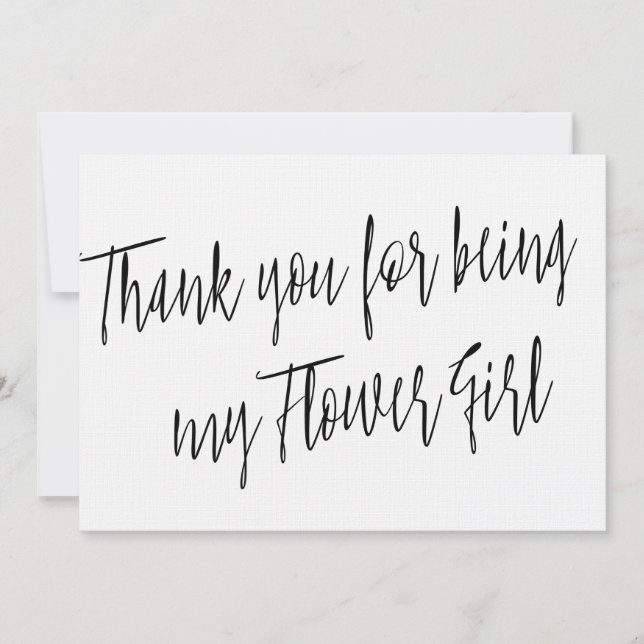 Modern Chic "Thank you for being my Flower Girl" Thank You Card (Front)