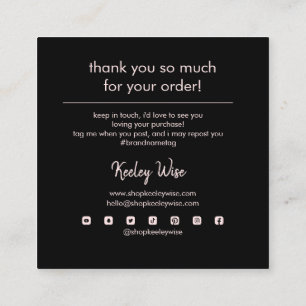 Modern Chic Thank You For Your Business Blush Pink Square Business Card