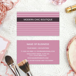 Modern Chic Thin Pink Stripes Fashion Boutique Business Card