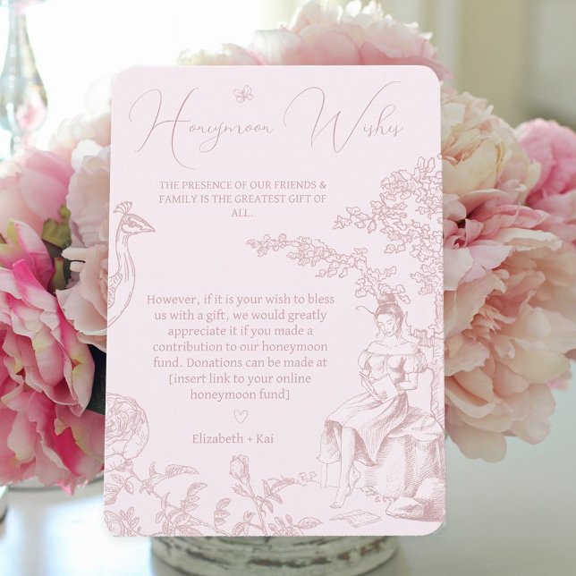 Modern Chic Toile Bridal Wedding Honeymoon Fund Enclosure Card (Creator Uploaded)