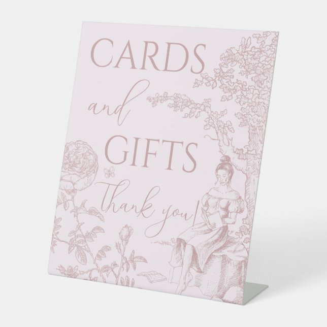 Modern Chic Toile Cards Gifts Bridal Thank Sign (Front)