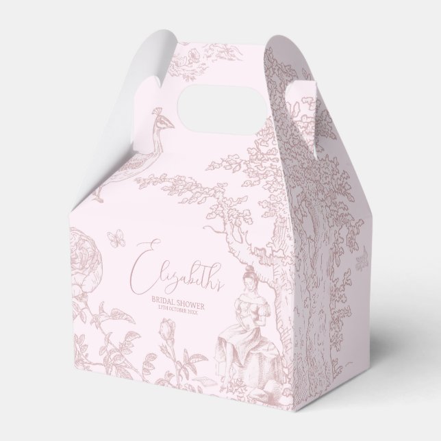 Modern Chic Toile de Jouy Picnic Bridal Shower Favour Box (Front Side)