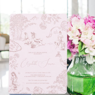 Modern Chic Toile de Jouy Picnic Bridal Shower Invitation