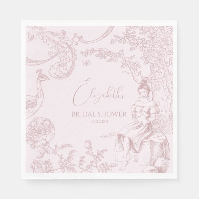 Modern Chic Toile de Jouy Picnic Bridal Shower  Napkin (Front)