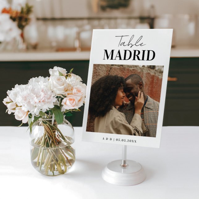 Modern Chic Travel Destination Theme Photo Wedding Table Number (Creator Uploaded)