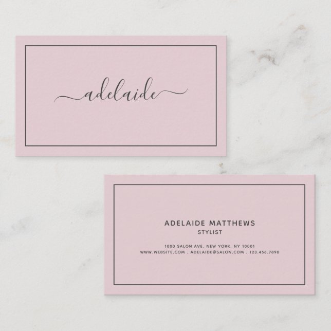 Modern Chic Trendy Blush Pink hairstylist script Business Card (Front/Back)