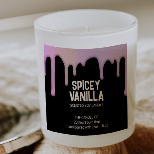 Modern Chic Trendy Pink Purple Drips Candle Label (Creator Uploaded)