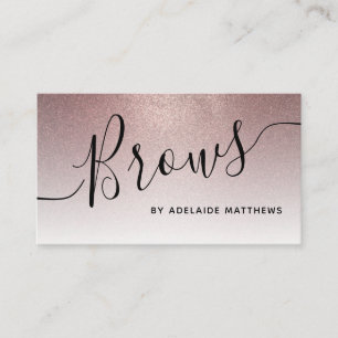 Modern Chic Trendy Rose Gold Glitter Brow Artist Business Card