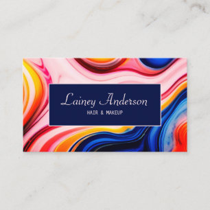 Modern chic Trendy yellow pink blue faux marble Business Card