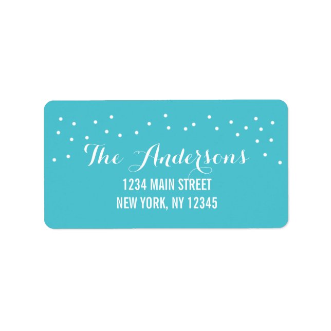 Modern Chic Turquoise and White Dots Label (Front)