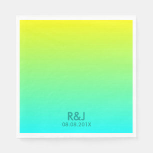 modern chic turquoise yellow green ombre wedding napkin