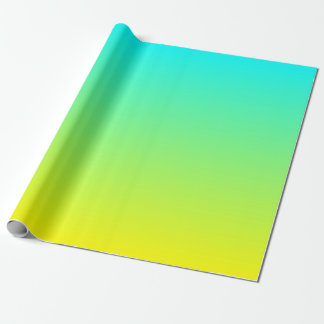 modern chic turquoise yellow green ombre wrapping paper