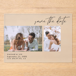 Modern Chic Two Photo Save the Date Acrylic Invitations