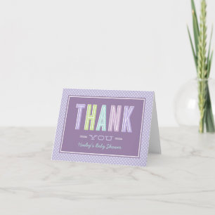 Modern Chic Type Lavender Purple Girl Baby Shower Thank You Card