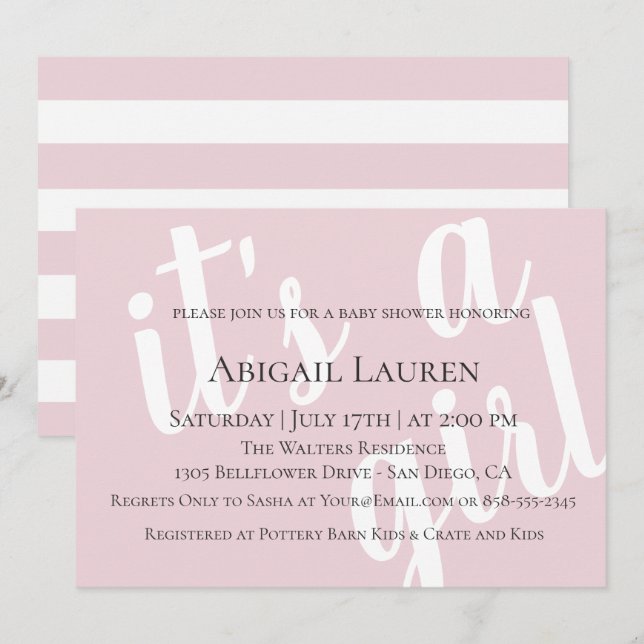 Modern Chic Typography Baby Shower Invitation (Front/Back)