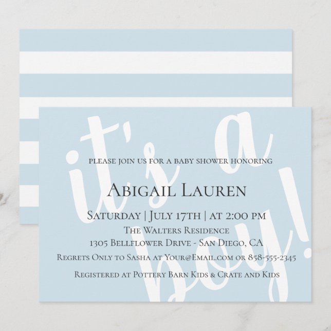 Modern Chic Typography Baby Shower Invitation (Front/Back)