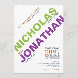 Modern Chic Typography Gay Wedding Invitations