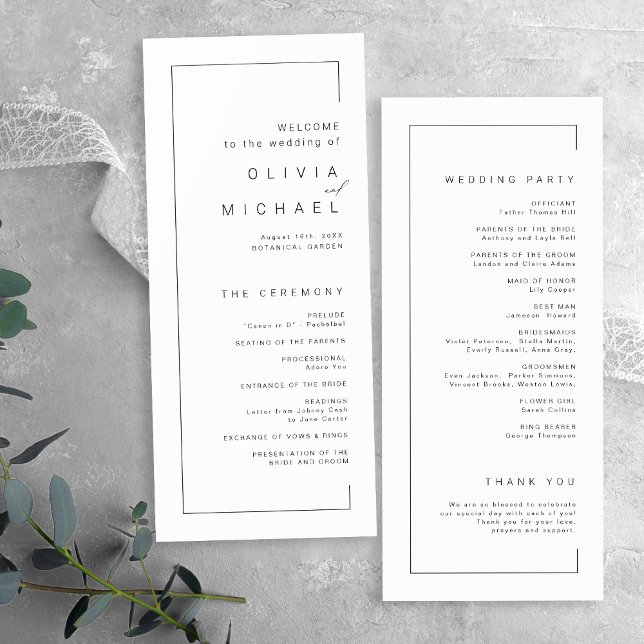 Modern chic typography minimalist wedding programme (Modern chic typography minimalist wedding program)