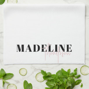 Modern Chic Typography Script Light Pink Feminine Tea Towel
