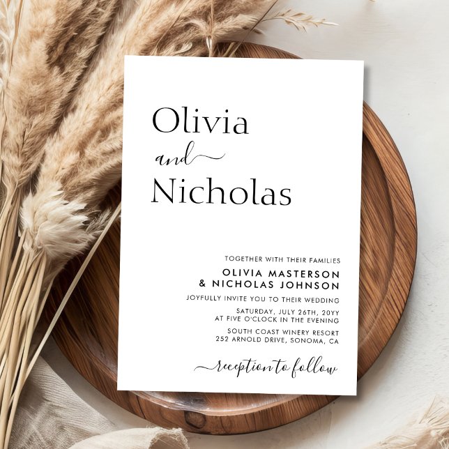 Modern Chic Typography Script Monogram Wedding Invitation (Creator Uploaded)