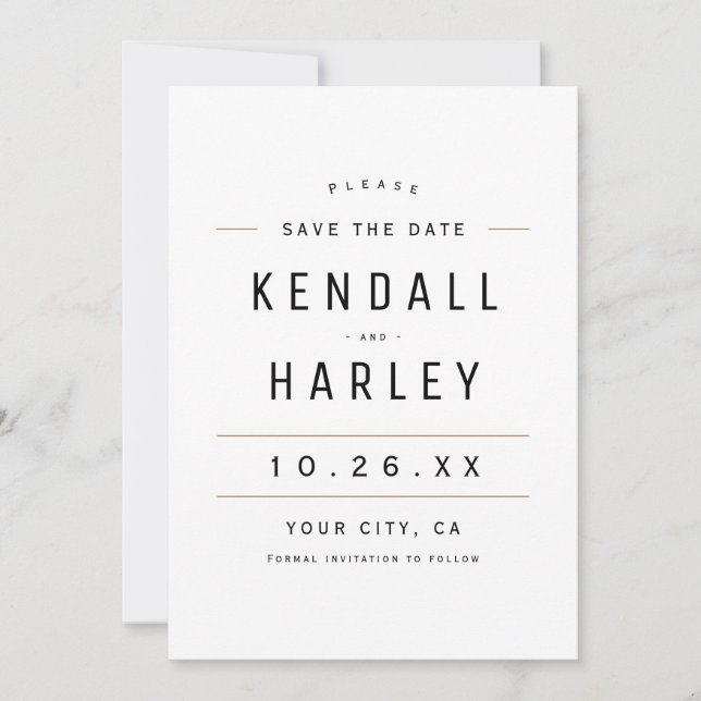 Modern Chic Typography Simple Photo  Save The Date (Front)