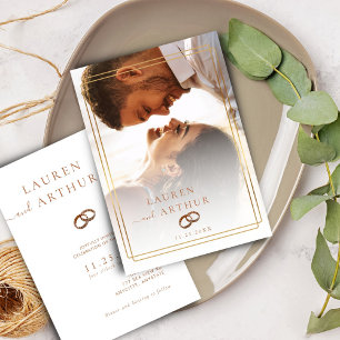 Modern Chic Ultra Minimal Typography Photo Wedding Invitation