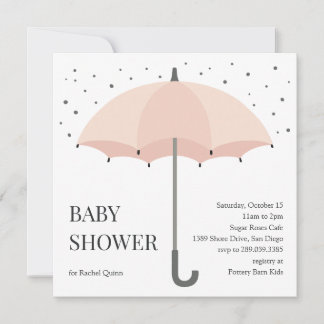 Modern chic umbrella drawing baby shower invitation