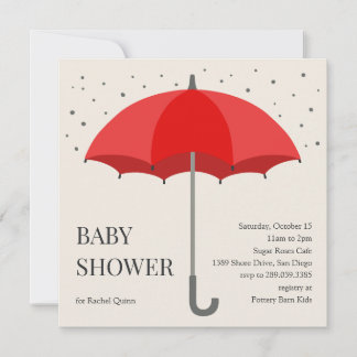 Modern chic umbrella drawing baby shower invitation