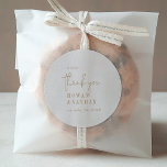 Modern Chic Vintage Gold A Sweet Thank You Classic Round Sticker<br><div class="desc">This modern chic vintage gold a sweet thank you classic round sticker is perfect for a simple wedding reception. The neutral boho design features rustic unique and stylish bohemian typography in a minimal gold and ivory cream colour. Personalise the sticker labels with your names, and the date. These stickers can...</div>
