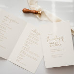 Modern Chic Vintage Gold Folded Wedding Programme<br><div class="desc">This modern chic vintage gold folded wedding program is perfect for a simple wedding. The neutral boho design features rustic unique and stylish bohemian typography in a minimal gold and ivory cream colour.</div>