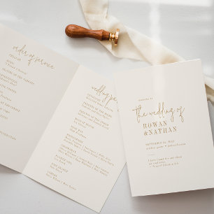 Modern Chic Vintage Gold Folded Wedding Programme