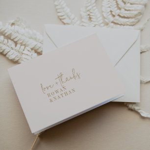 Modern Chic Vintage Gold Folded Wedding Thank You Card