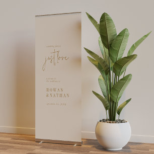 Modern Chic Vintage Gold Just Love Welcome Retractable Banner