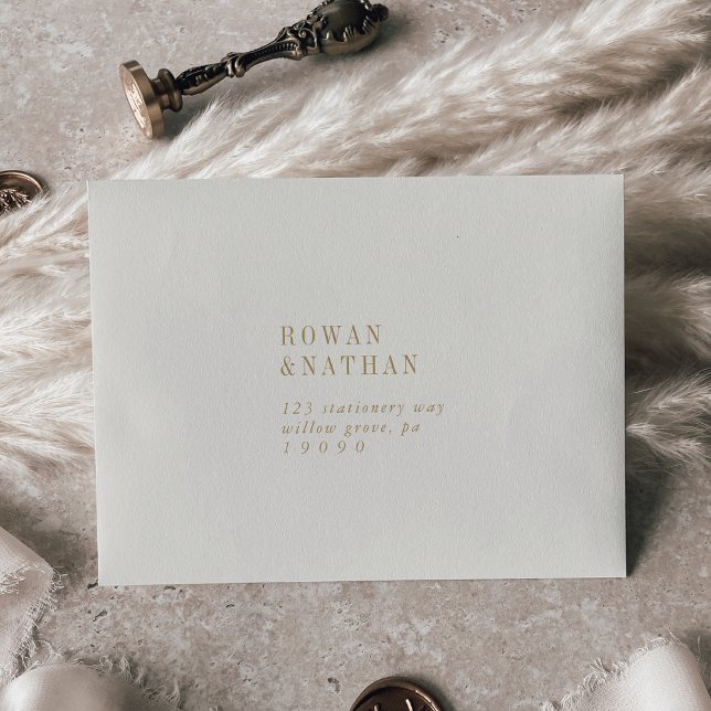 Modern Chic Vintage Gold Self-Addressed RSVP Envelope (Creator Uploaded)