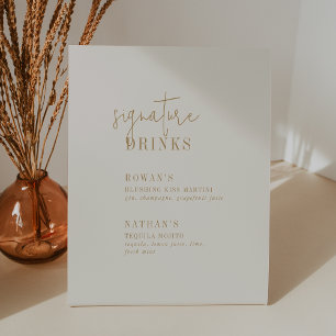 Modern Chic Vintage Gold Signature Drinks Sign