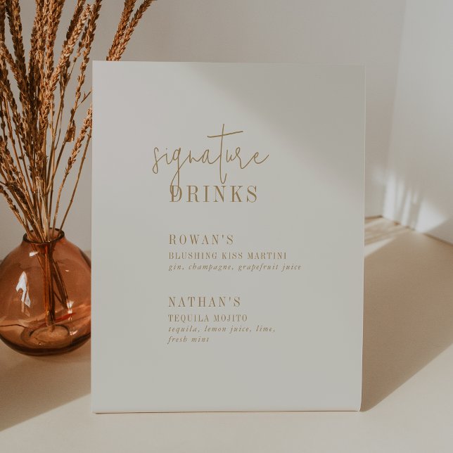 Modern Chic Vintage Gold Signature Drinks Sign (Creator Uploaded)