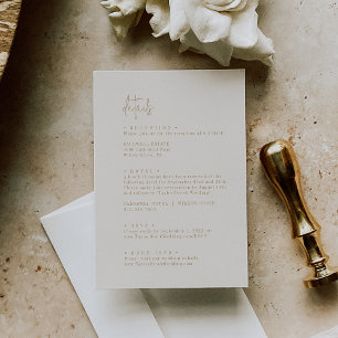 Modern Chic Vintage Gold Wedding Details Enclosure Card