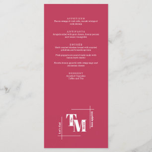 Modern Chic Viva Magenta Minimal Wedding Thank You Menu