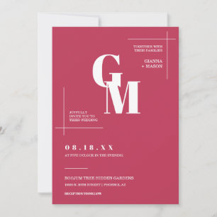 Modern Chic Viva Magenta Wedding QR Code Photo Invitation