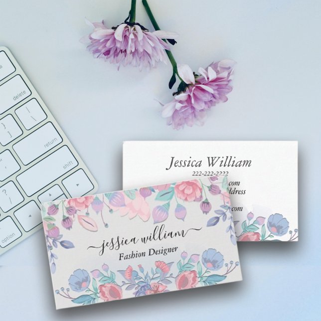 Modern Chic Watercolor Blue Hydrangeas Floral Calling Card (Creator Uploaded)