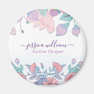 Modern Chic Watercolor Blue Hydrangeas Floral Magnet