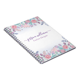 Modern Chic Watercolor Blue Hydrangeas Floral Notebook
