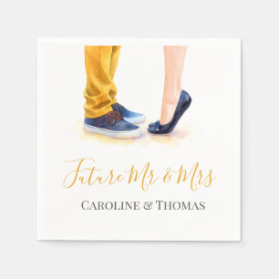Modern Chic Watercolor Couple Engagement Party Napkin