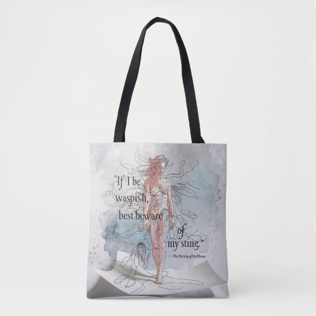 Modern Chic Watercolor Feminist Line Art Tote Bag (Front)