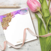 Modern, chic watercolor gold pink purple splatter