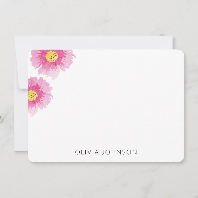 Modern Chic Watercolor Pink Floral Personalised Card (Front)