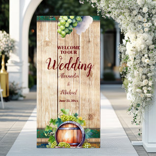 Modern Chic Watercolor Vineyard Landscape Wedding Retractable Banner