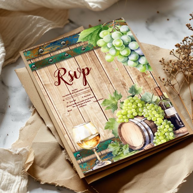 Modern Chic Watercolor Vineyard Landscape Wedding  RSVP Card (Creator Uploaded)